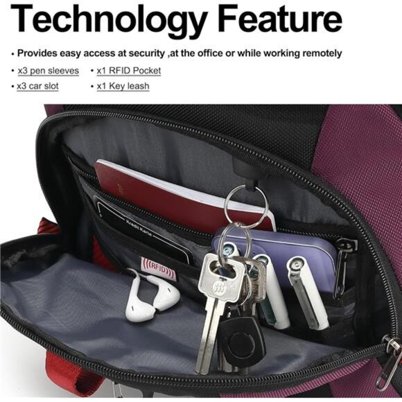 Laptop Backpack for men,17.3 inch Laptop Bag with USB Port,Waterproof Travel Bag - Picture 3 of 8